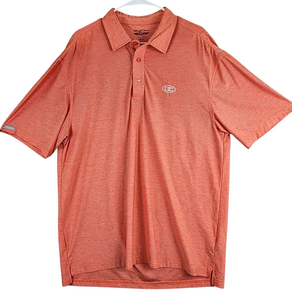 Straight Down‎ Orange Heathered Golf Polo Shirt Short Sleeve Logo Collar Mens XL